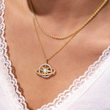 FANCIME "Stellar Promise" Opal October Birthstone Sterling Silver Necklace