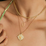 FANCIME "Sunlit Grace" Classic Floral Link Sterling Silver Chain Necklace