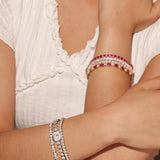 FANCIME "Orbit" Classic Sterling Silver Bezel Set Tennis Bracelet Adjustable Chain