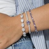 FANCIME "Dawn" Amethyst February Birthstone Sterling Silver Tennis Bracelet