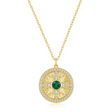 FANCIME "Lumen Star" Emerald May Birthstone Sterling Silver Necklace
