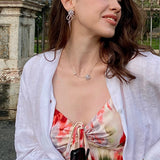FANCIME "Rose Amour" Sterling Silver Satin Bow Earrings