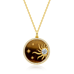 FANCIME "Juplight" Solar Tiger Eye Pendant Sterling Silver Necklace