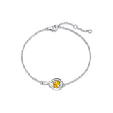 "Infinite Embrace" November Birthstone Citrine Stone Infinity Symbol Sterling Silver Bracelet