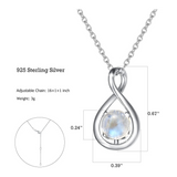 "Infinite Embrace" June Birthstone Moonstone Infinity Symbol Sterling Silver Pendant Necklace - Silver
