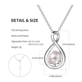 "Infinite Embrace" June Birthstone White Pearl Infinity Symbol Sterling Silver Pendant Necklace - Silver