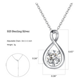 "Infinite Embrace" April Birthstone Cubic Zirconia Infinity Symbol Sterling Silver Pendant Necklace - Silver