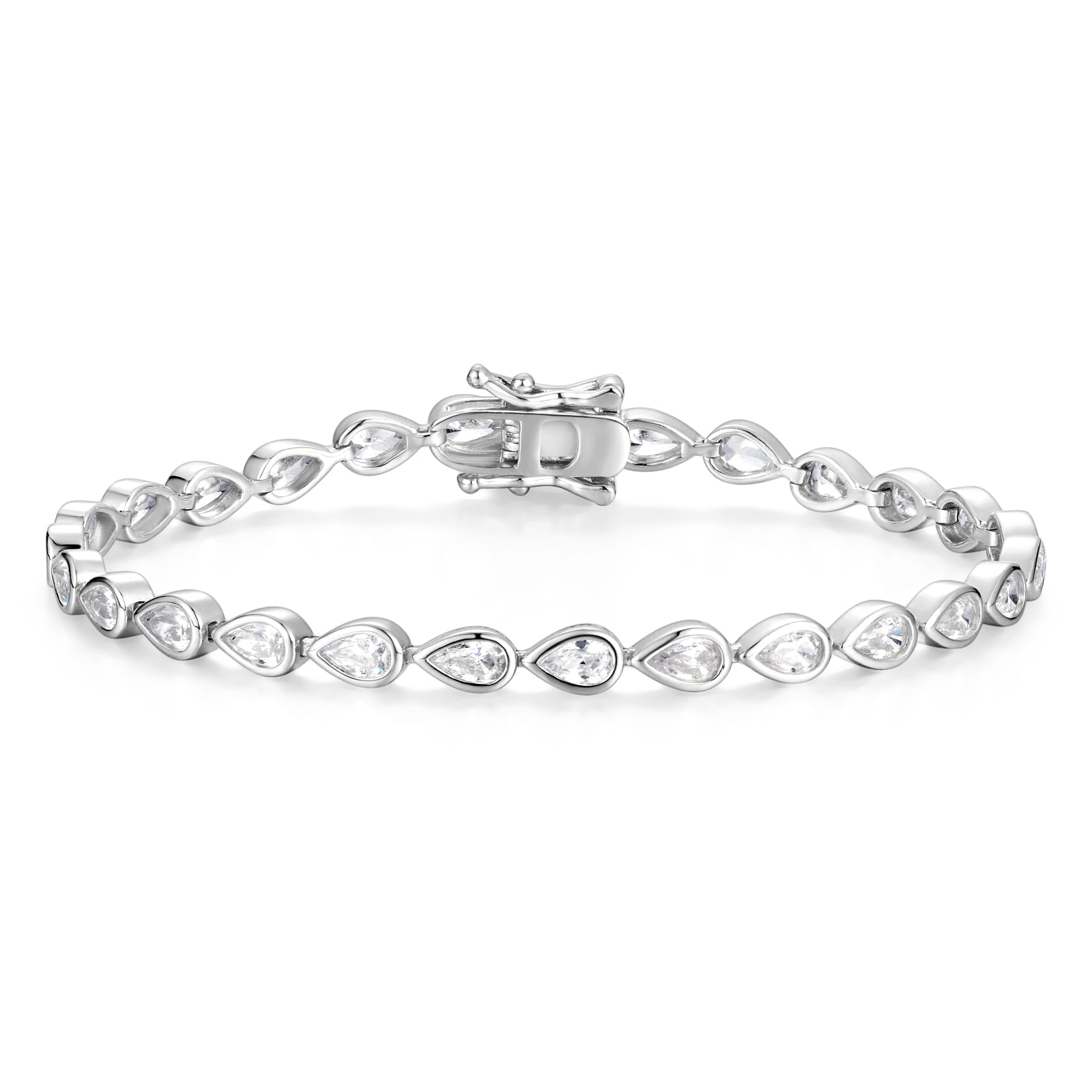FANCIME "Tearline" Classic Sterling Silver Tennis Bracelet