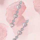 "Ms Charming" Halo Heart Sterling Silver Drop Earrings