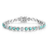 FANCIME "Orbit" December Birthstone Turquoise Sterling Silver Tennis Bracelets