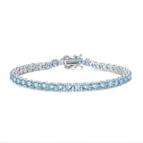 "Blue Bliss" Aquamarine Tennis Sterling Silver Bracelet