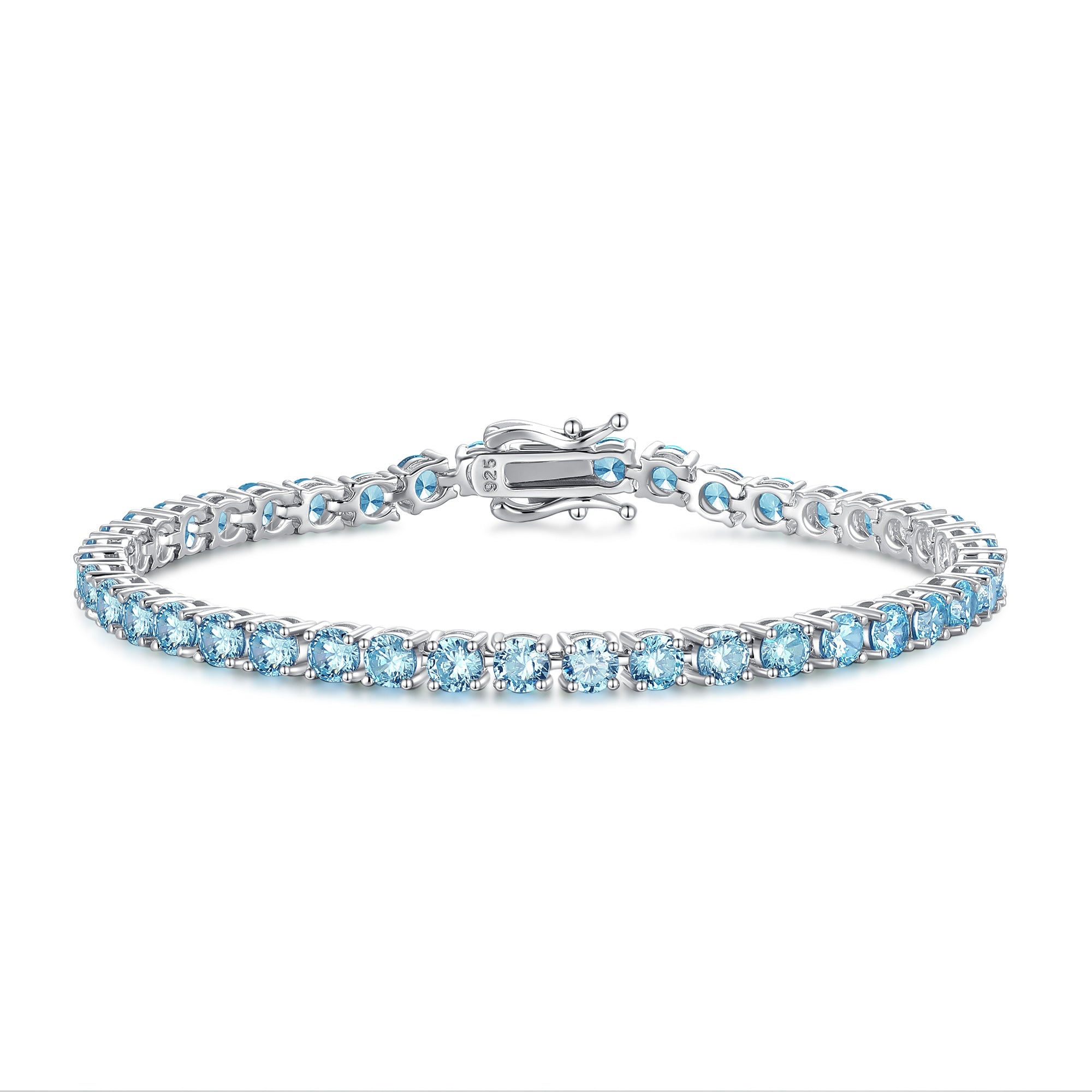 "Blue Bliss" Aquamarine Tennis Sterling Silver Bracelet