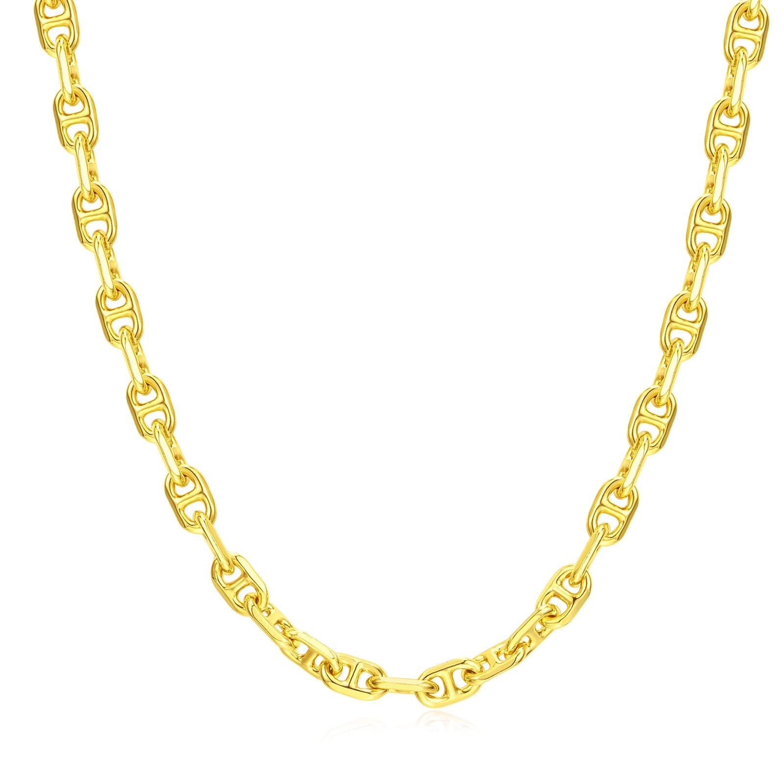 FANCIME "Sunlit Grace" Classic Square Link Sterling Silver Chain Necklace