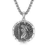 FANCIME St Christopher Medals Amulet Sterling Silver Mens Pendant Necklace Saint Series