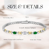 FANCIME "Eternal Duo" May Birthstone Emerald Sterling Silver Tennis Bracelets