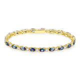 "Glamour Radiance" June Birthstone Fancy Cut Tennis Alexandrite Sterling Silver Bracelet