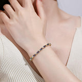 "Glamour Radiance" June Birthstone Fancy Cut Tennis Alexandrite Sterling Silver Bracelet