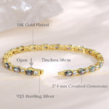 "Glamour Radiance" June Birthstone Fancy Cut Tennis Alexandrite Sterling Silver Bracelet