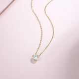 FANCIME Moissanite Bezel Set Solitaire 14K Yellow Gold Necklace