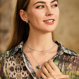 FANCIME "Juplight" Solar Tiger Eye Pendant Sterling Silver Necklace