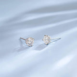FANCIME Moissanite Heart Bezel 14K White Gold Stud Earrings Show