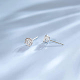 FANCIME Moissanite Heart Bezel 14K White Gold Stud Earrings Show