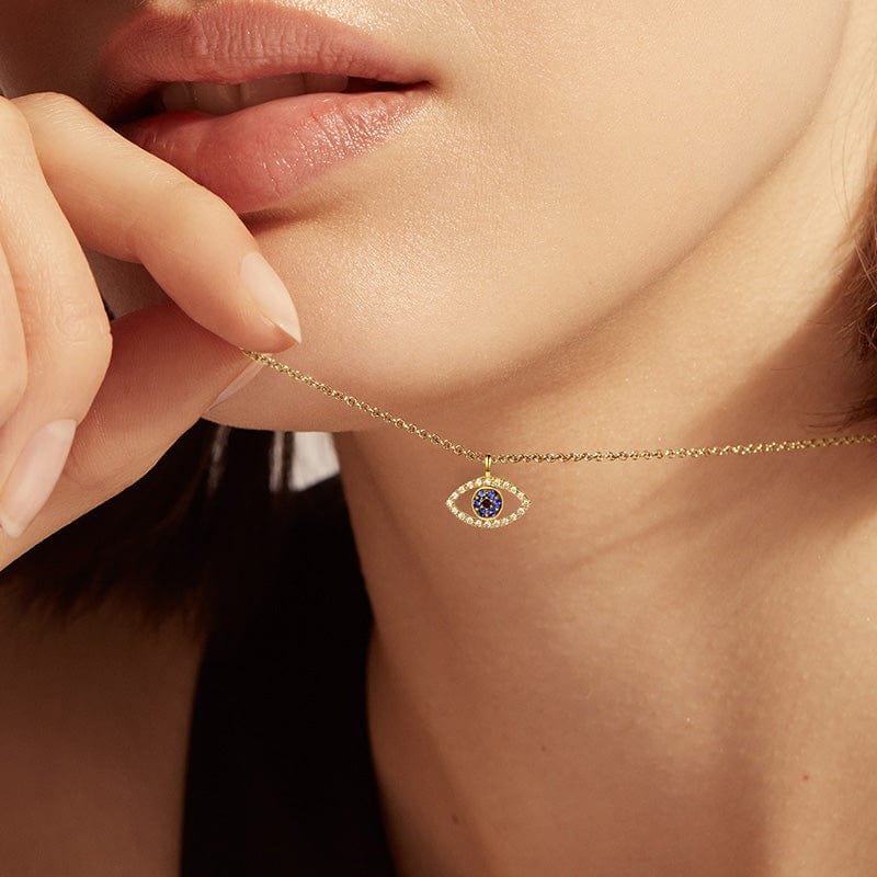 FANCIME Evil Eye 14K Solid Yellow Gold Necklace Show