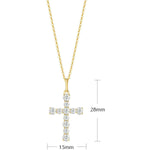 FANCIME White Sapphire Cross 14K Yellow Gold Necklace Size