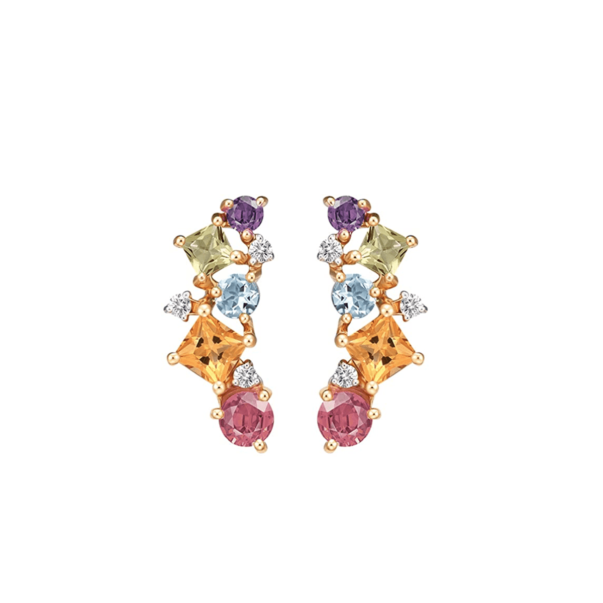 Color gemstone flower earring post studs gifts