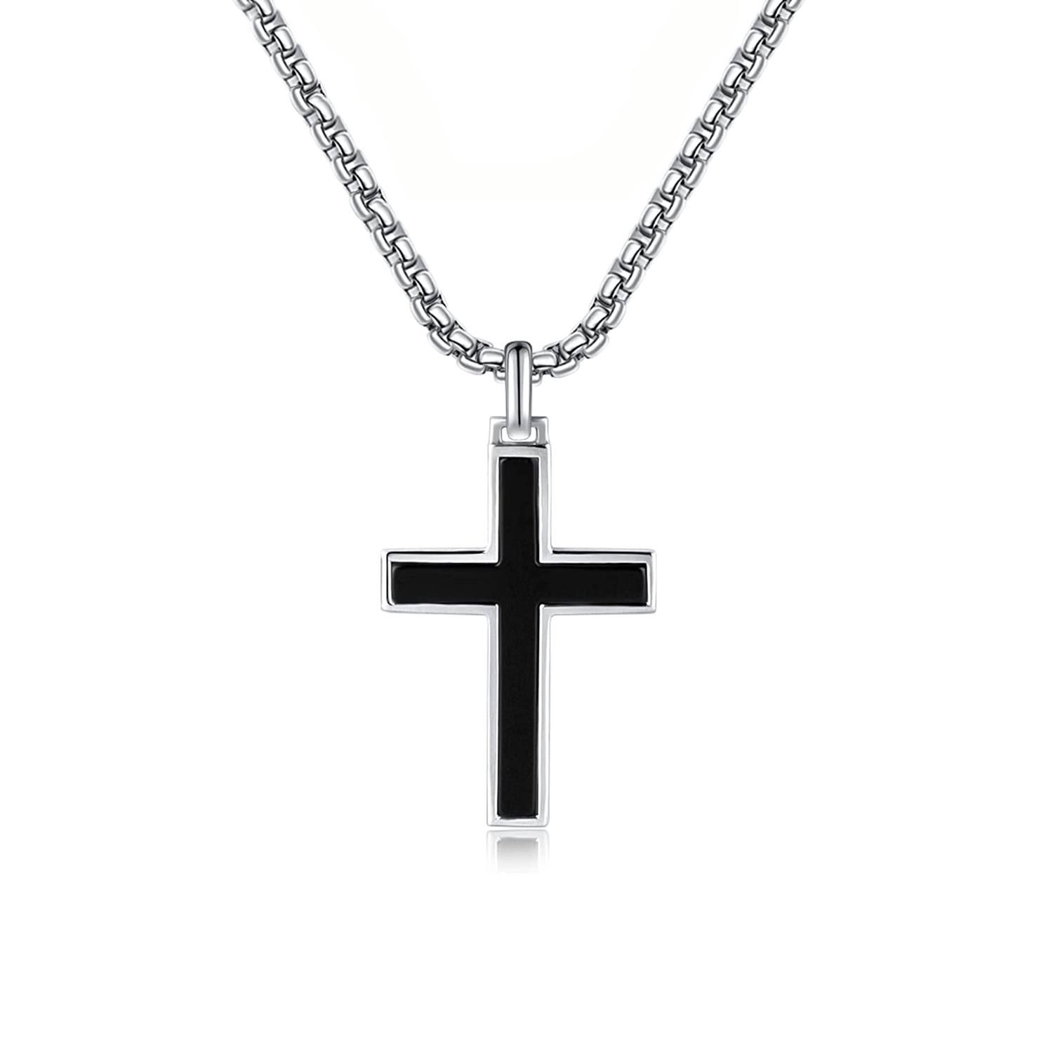 FANCIME Mens Black Bold Cross 925 Silver Pendant Main