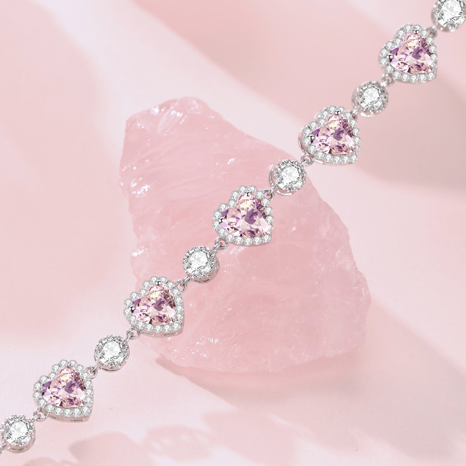 FANCIME "Ms Charming" Halo Heart  Sterling Silver Bracelet Show