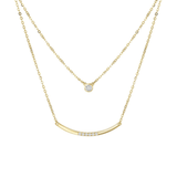 FANCIME Double Chain Minimalist Diamond 14k Yellow Gold Necklace Main