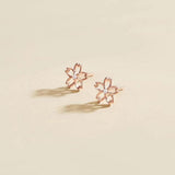 FANCIME "Lia" Diamond Cherry Blossom 14K Rose Gold Studs Show