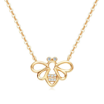 "Be Bright" Minimalist Dainty Bee Yellow Gold Necklace
