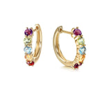 FANCIME 14k "Rainbow Gemstones" Huggie Cartilage Hoop Earrings Side