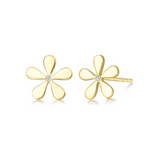 FANCIME "Nina" Diamond Daisy Flower 18K Solid Yellow Gold Studs Main