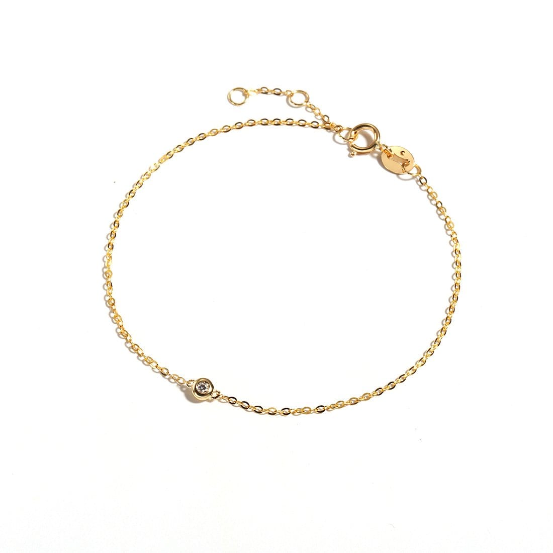 FANCIME Line&Dots Diamond Minimalist 18K Solid Gold Bracelet Main