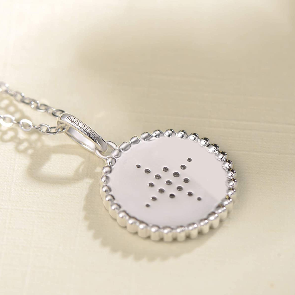 FANCIME Celestial North Star Round Disc Coin 14K Solid Gold Necklace Back