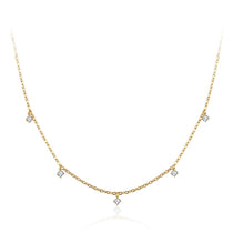 Fanci “5 Stone” Minimalist Chain 14K Solid Gold Necklace Main