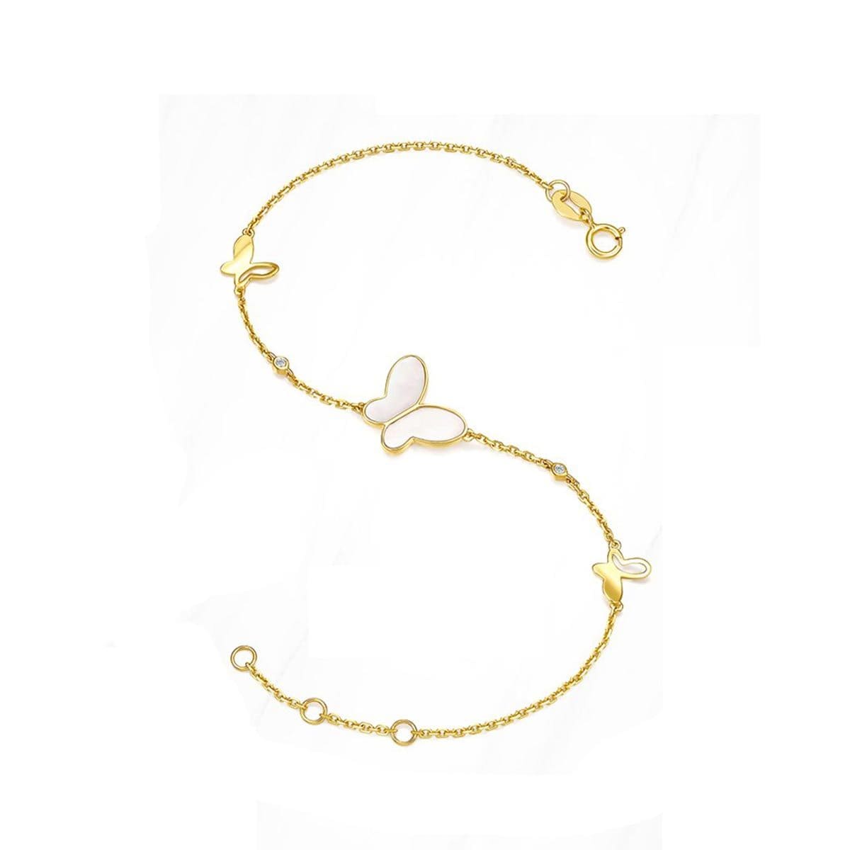 FANCIME "Fairy Pearl" Butterfly 14K Yellow Gold Bracelet Main