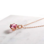 FANCIME Solitaire Dainty 14K Rose Gold Necklace Side