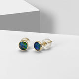 Genuine Natural Fire Round Opal In 18K Solid Yellow Gold