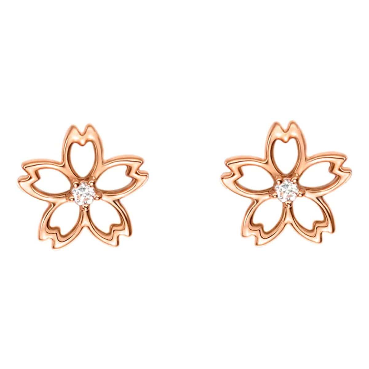 FANCIME "Lia" Diamond Cherry Blossom 14K Rose Gold Studs Main