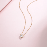 FANCIME Moissanite Bezel Set Solitaire 14K White Gold Necklace Full