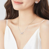 FANCIME "Azura" Sterling Silver Cut CZ Stones Butterfly Necklace White Model Show