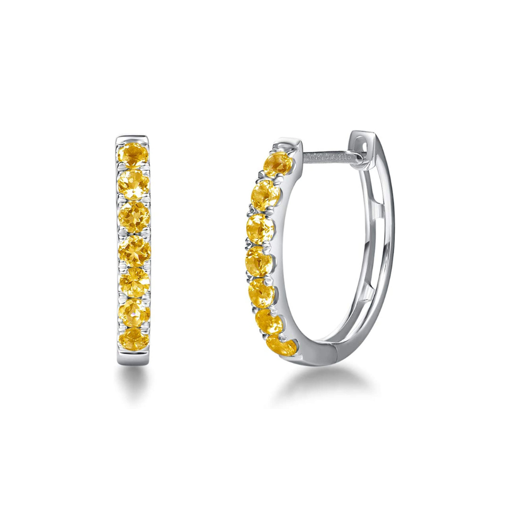 FANCIME Orange Citrine 14K White Gold Hoop Earrings Main