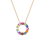 FANCIME "Magic Circle" Multi Colored Gemstone 14K Yellow Gold Necklace Main