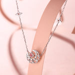 FANCIME "Pink Dream" Crescent Moon Star Sterling Silver Necklace Back