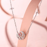 FANCIME "Pink Dream" Crescent Moon Star Sterling Silver Necklace Back