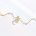 FANCIME "Rainbow Flower" Multicolored Sapphire Circle 14K Yellow Gold Necklace Back